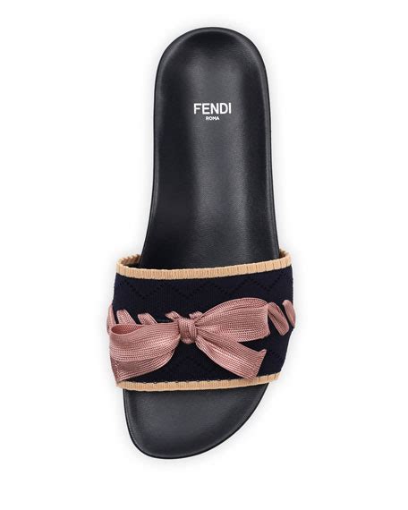 fendi knit bow flat slide|Women's Designer Slides .